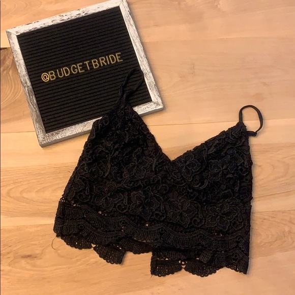 La Hearts Tops - L.A. Hearts Black lack crop top